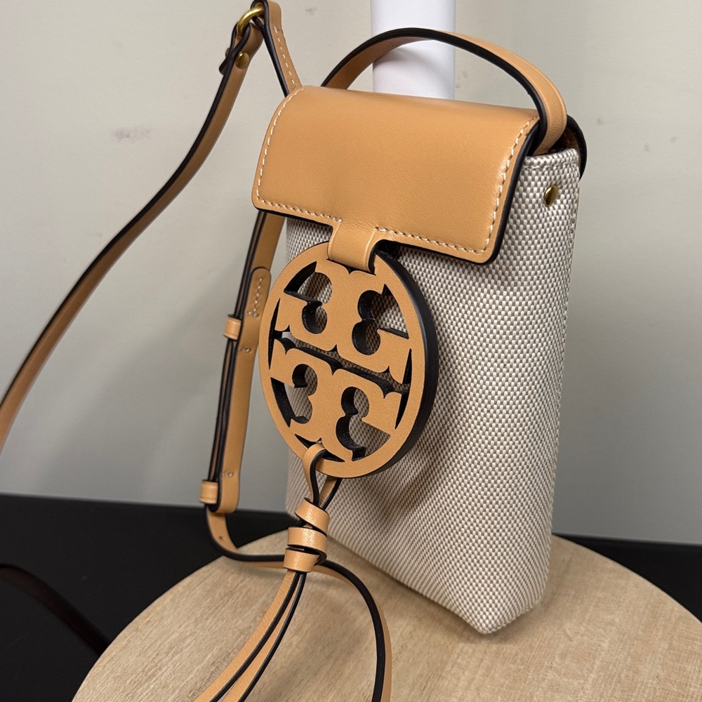 Tory Burch Miller Natural Vachetta Phone Crossbody - Picture 3 of 14